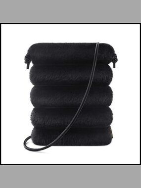 Faux Fur Fluffy Quilted Crossbody Phone Purse with Strap